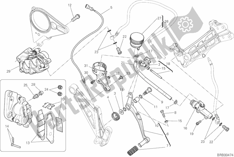 Todas las partes para Sistema De Freno Trasero de Ducati Diavel Carbon FL 1200 2015